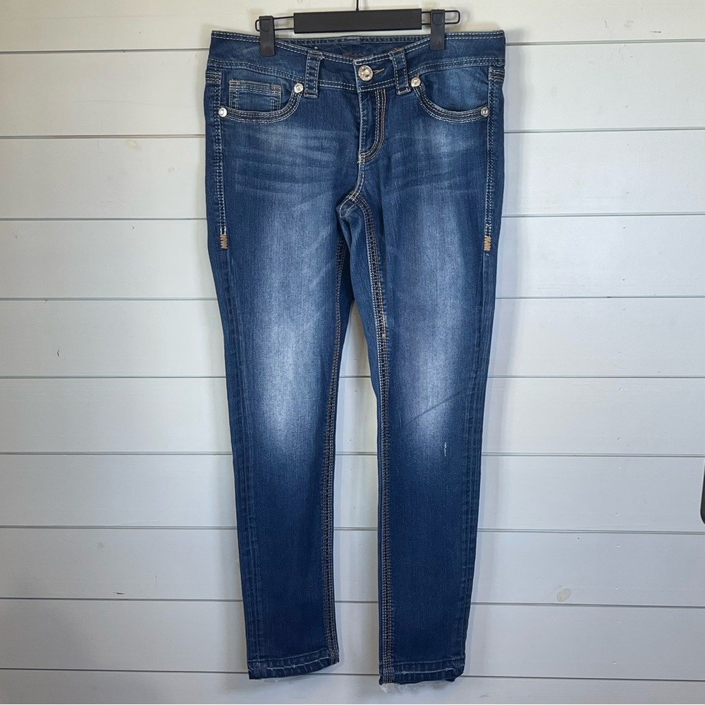 Seven7 blue skinny jeans women's size 10‎